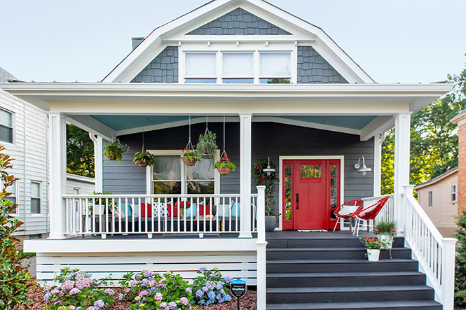 Front of Urban Oasis 2018 home with red door